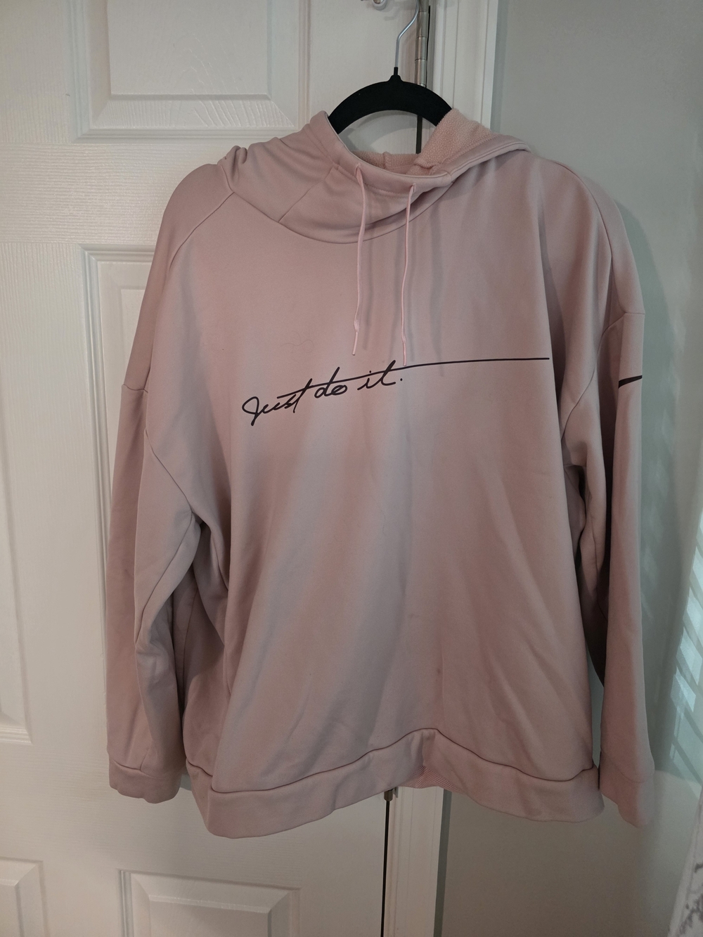 Nike Women's Light Pink Crewneck Hoodie with Script Logo